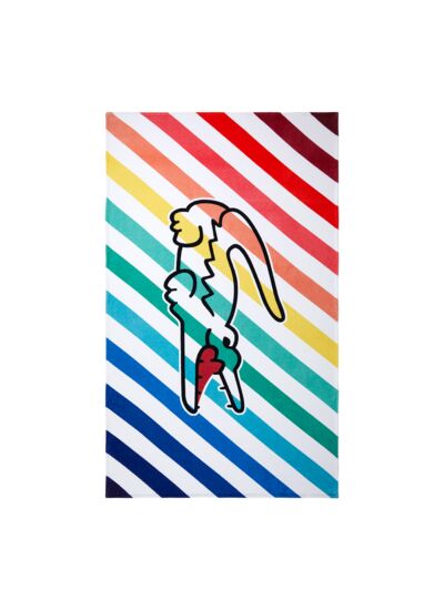 Lacoste - Serviette de plage en velours 450 g/m², L Rainbow