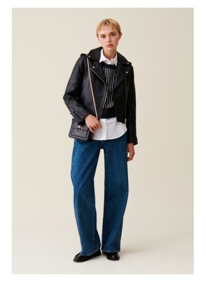 Veste cuir lisse cintrée