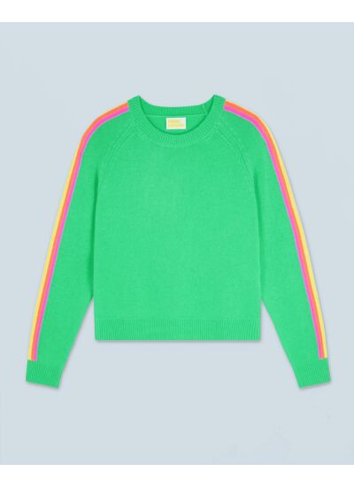 Pull Col Rond Bandes Manches Multico