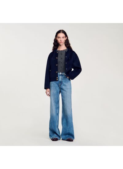 Veste à capuche en laine