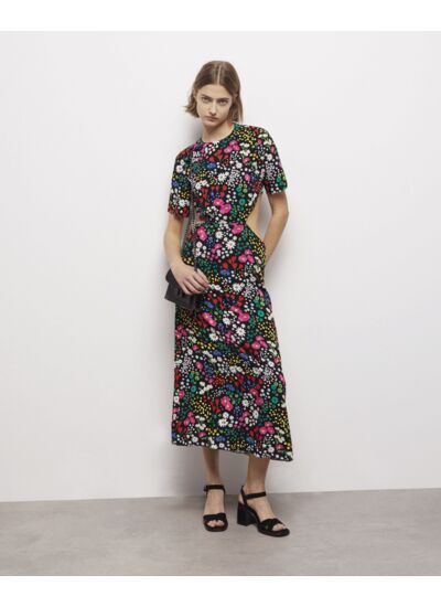 Robe Longue A Manches Courtes Dos Nu Femme