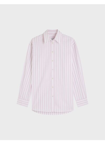 Chemise delina oversize en popeline rayée rose rose