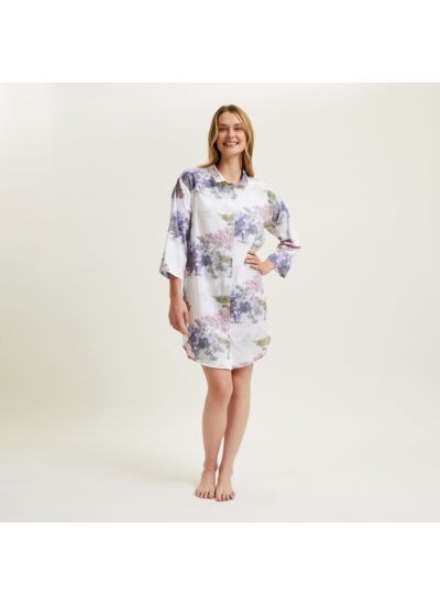 Laurence Tavernier - Chemise de nuit courte col classique en satin, Parc
