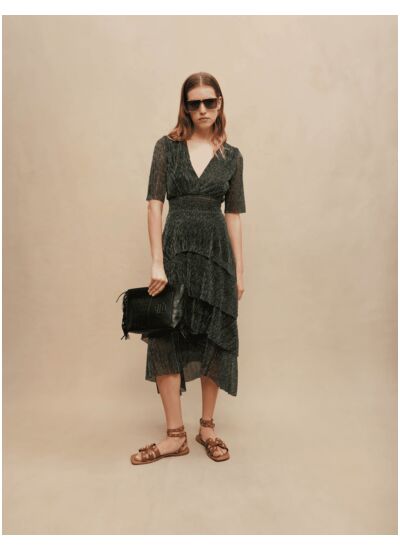 Robe fibres métallisées à volants